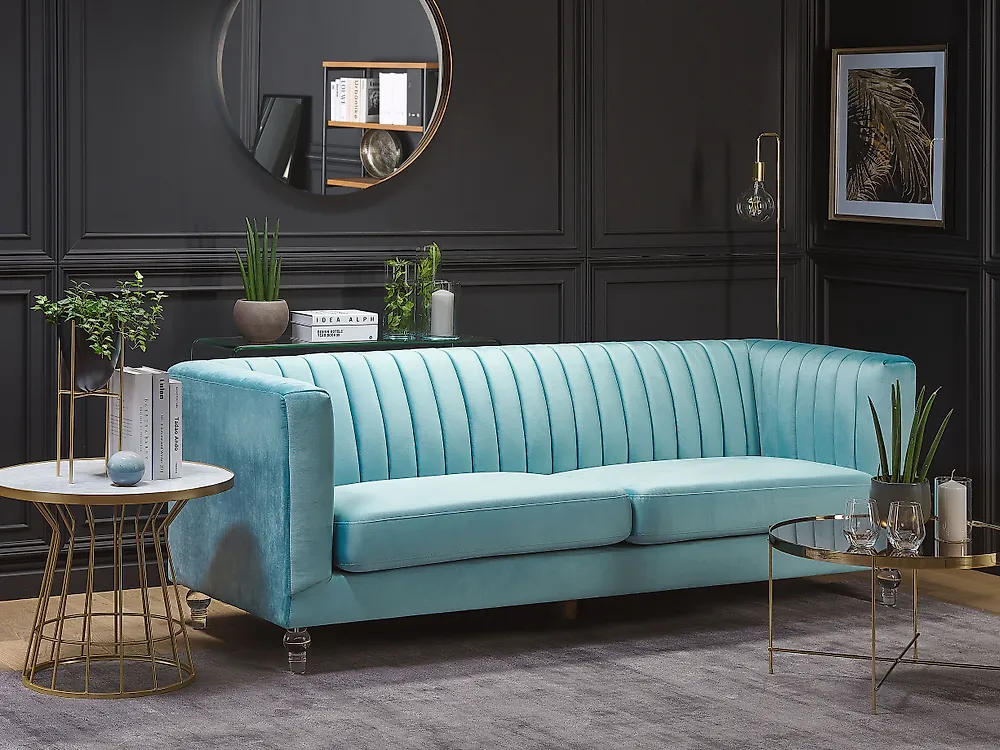 Sofa 3-Sitzer ARVIKA Samtstoff Hellblau_1182455