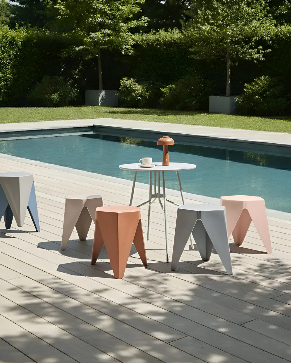 Gartenhocker 4er Set KARAVOS Bunt