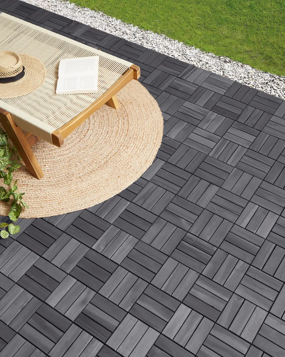 Terrassenfliesen ACERENZA zertifiziertes Akazienholz Grau