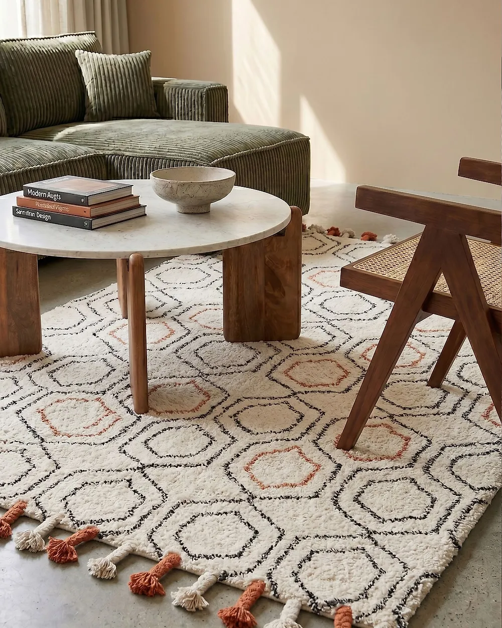 Rug HAJIPUR Beige 140 x 200 cm Cotton_1178498