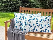 Gartenkissen 2er Set TORBORA Pflanzenmuster 40 x 60 cm Weiß Blau_1182689