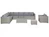 Lounge Set mit Tisch 8-Sitzer XXL modular Polyrattan Grau rechtsseitig