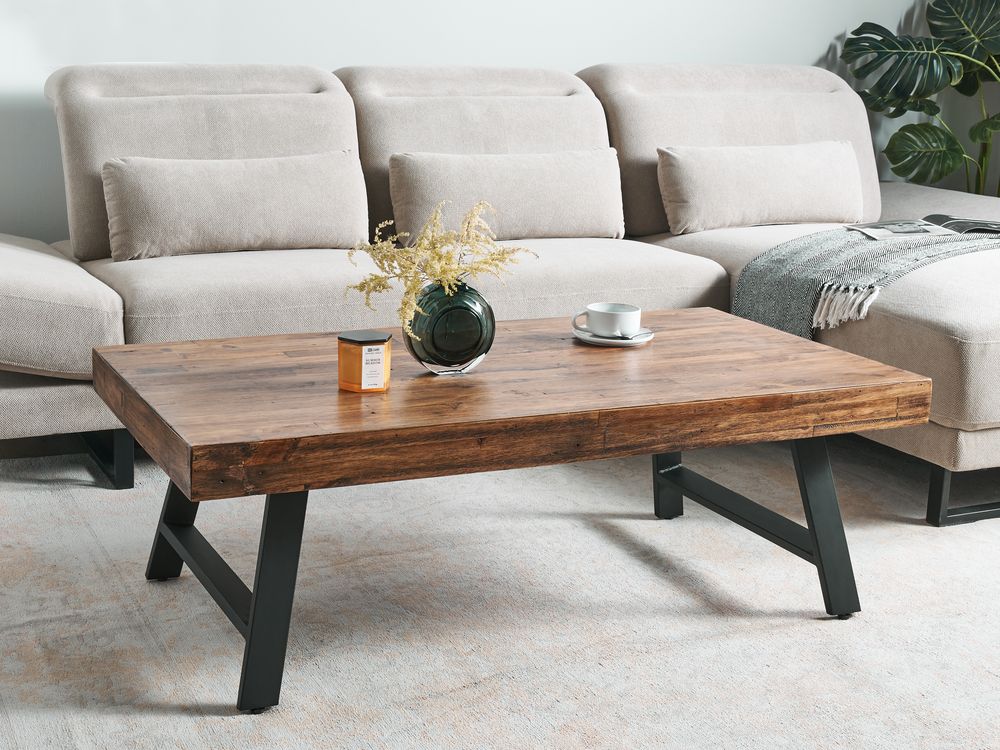 Coffee Table WARTON Pine Wood Dark Brown