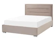 Postelja s prostorom za shranjevanje ROUEN Žamet Siva bež barva 140 x 200 cm_843829