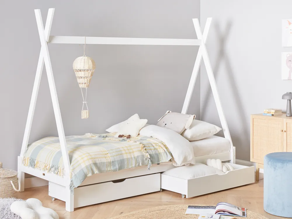 Dječji krevet s ladicama Teepee Borovo drvo DEVAY 90 x 200 cm Bijeli_963563