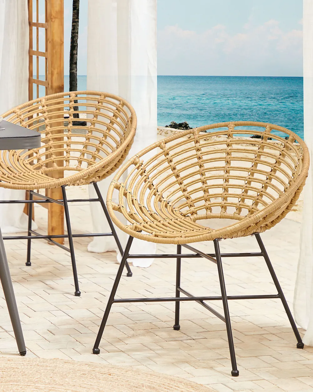 Gartenstuhl 2er Set ACERRA Polyrattan Hellbraun