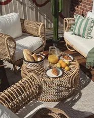 Outdoor Couchtisch RANDAZZO 85 cm 85 cm Rattan Hellbraun_884930