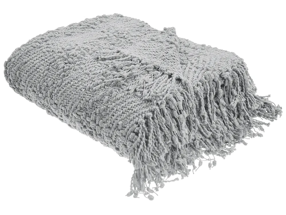 Kuscheldecke VELLA Baumwolle 200 x 220 cm Grau
