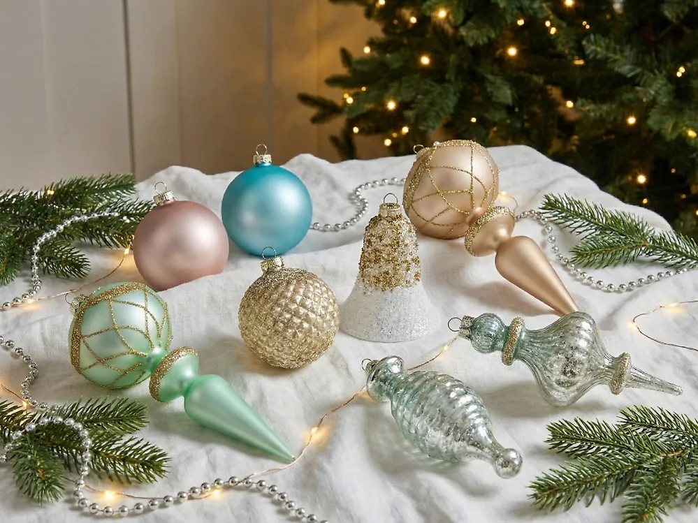 Weihnachtskugel 35er Set FROSTING Glas Bunt_1173515