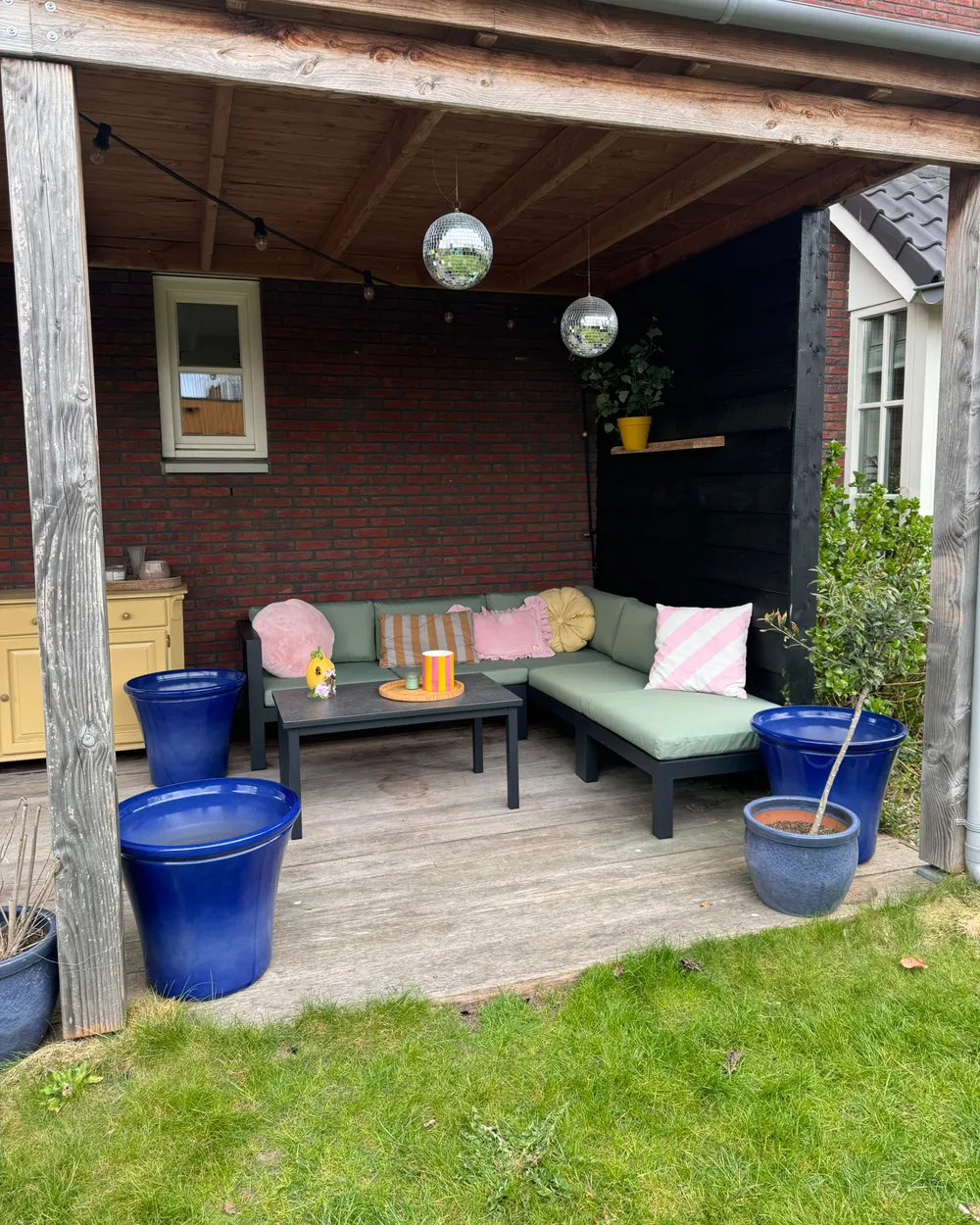 Garden Corner Sofa with Table 5 Seater MESSINA Metal Green Left Hand_982795