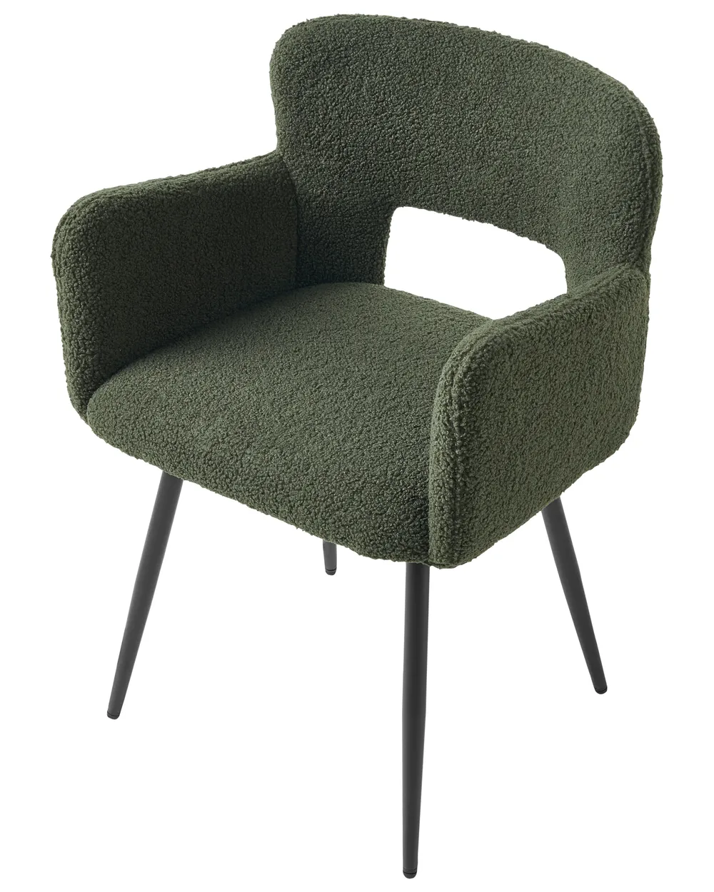 Set of 2 Dining Chairs SANILAC Boucle Dark Green_877452