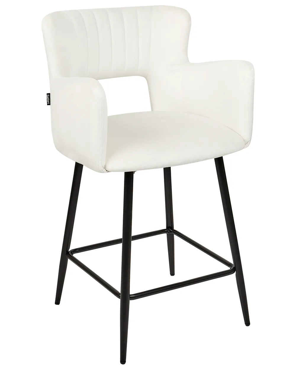 Set of 2 Bar Chairs SANILAC Velvet White_912666