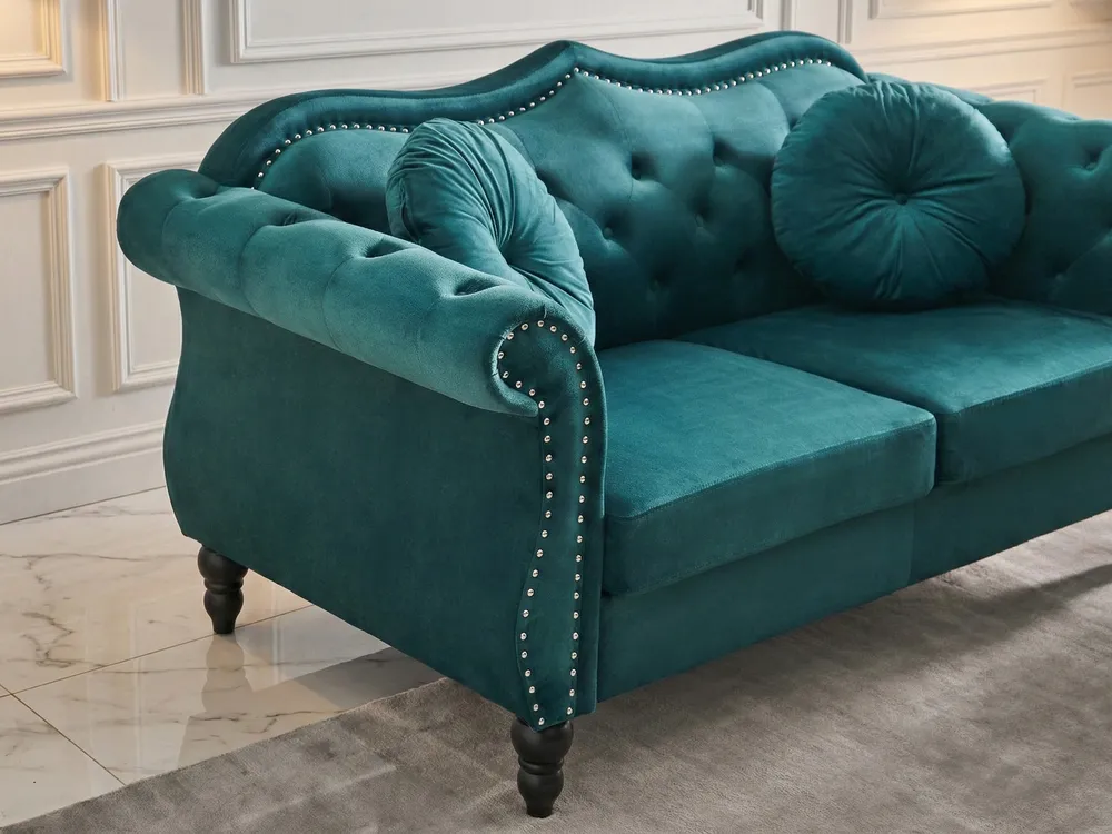 Living Room Set 5 Seater SKIEN Velvet Teal_1050531