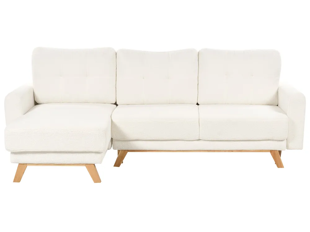 Corner Sofa Bed 3 Seater SIRO with Storage Boucle Off-White Right Hand_894706
