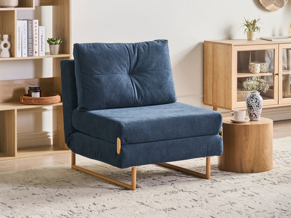 Single Sofa Bed JERSLEV Fabric Blue