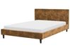 Bett mit Lattenrost Kunstleder FITOU 140 x 200 cm Braun