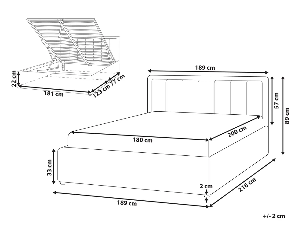 Bett mit Stauraum MONTLAUR Bouclé Weiß 180 x 200 cm_958511