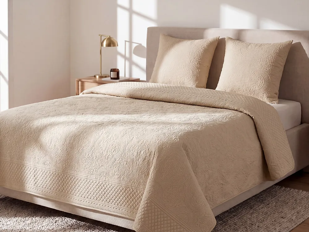 Tagesdecke mit Kissen SHUSH 140 x 210 cm Taupe