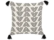 Dekokissen 2er Set MAYS 45 x 45 cm Baumwolle Weiß Geometrisches Muster_838836