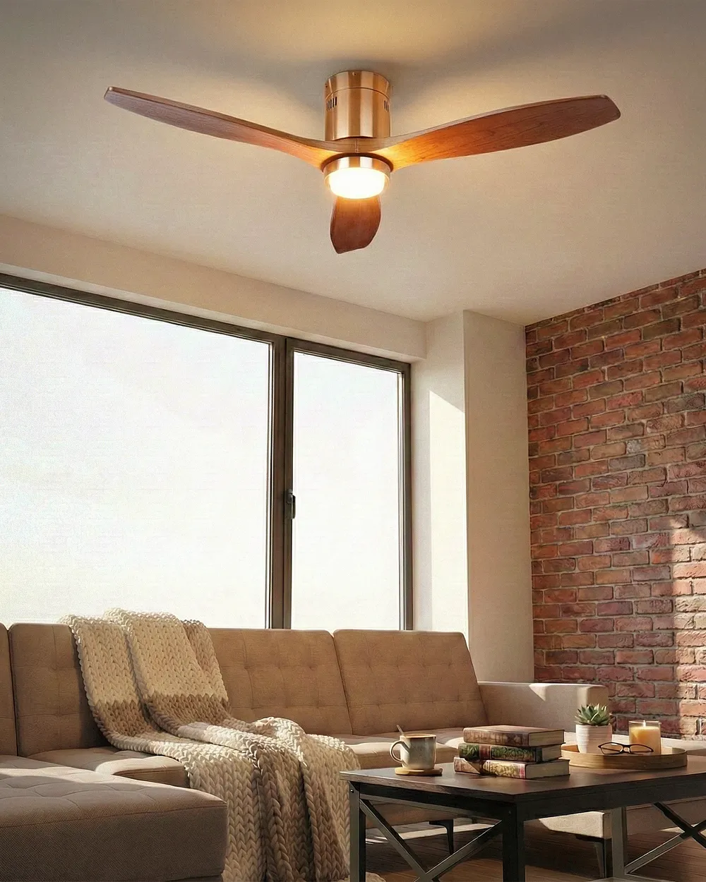 Deckenventilator mit Licht PIAYE mit Fernbedienung LED Braun