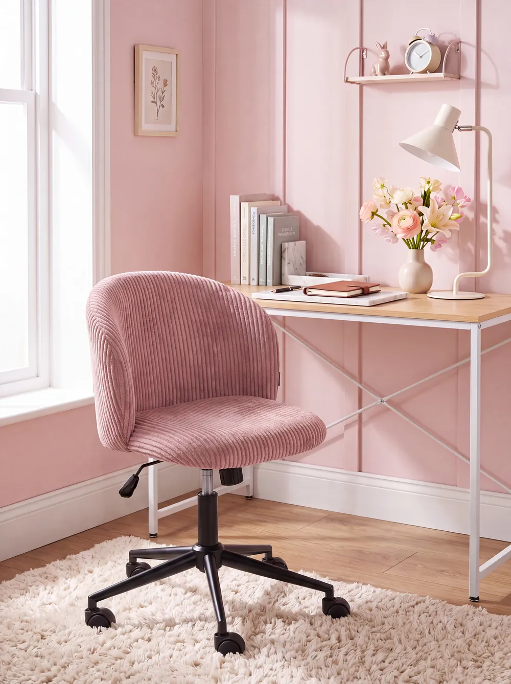 Bürostuhl MILES Cord Rosa