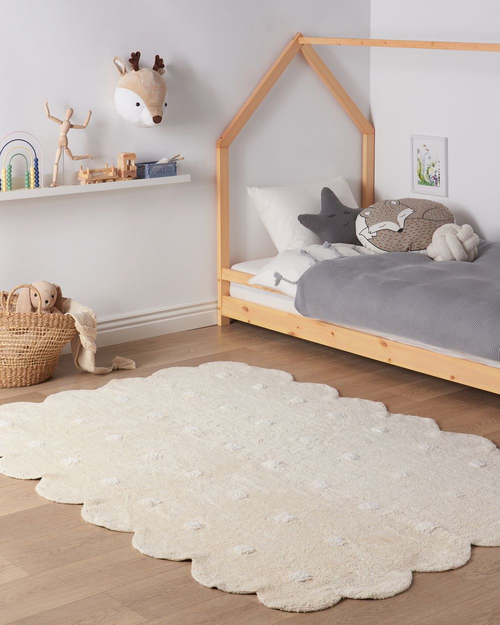 Kindervloerkleed SAREKI Beige 140 x 200 cm Katoen