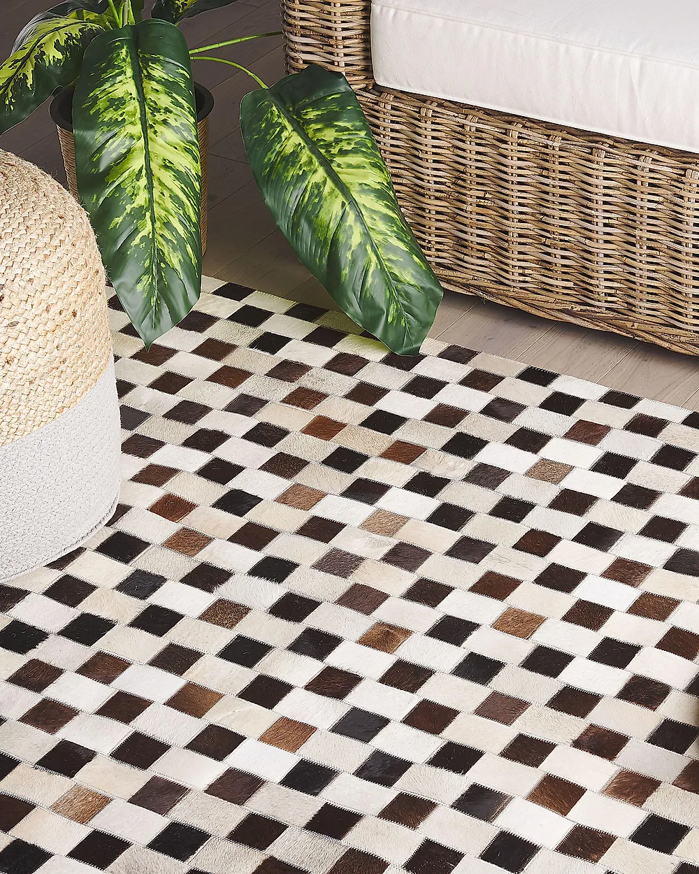 Teppich KAYABEY Beige 140 x 200 cm Echtleder_1178698