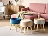Hocker mit Stauraum NEELY Samtstoff Beige