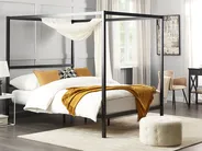 Four Poster Bed Metal LESTARDS 160 x 200 cm (EU King Size) Black_863405