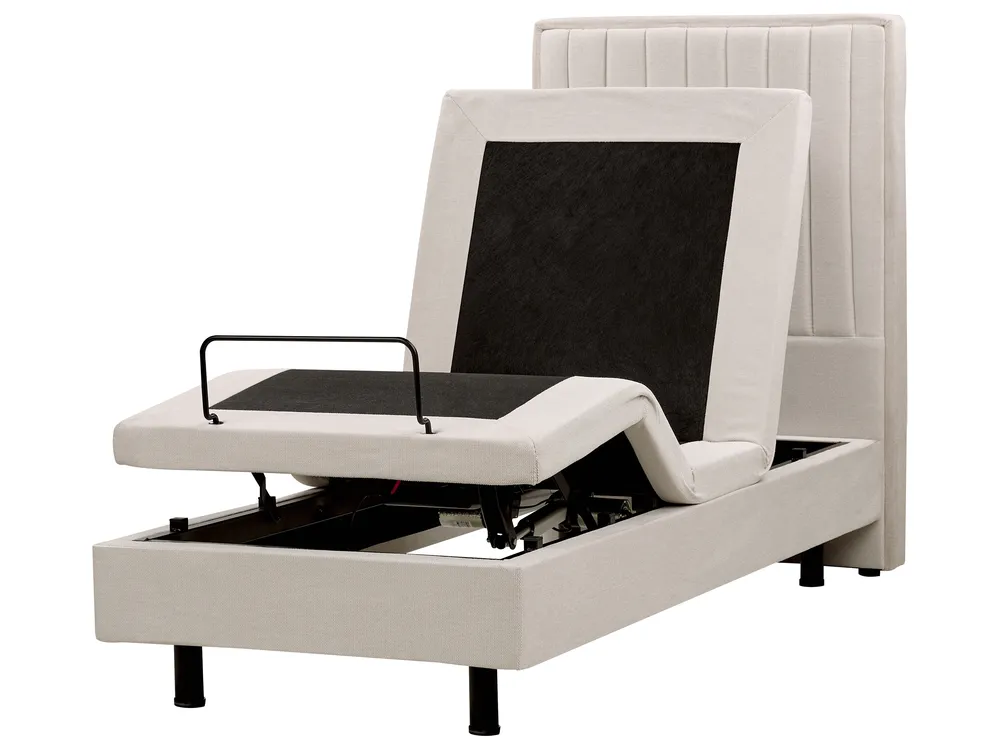 Adjustable Bed Fabric DUKE II 80 x 200 cm (EU Small Single) Light Beige_910505