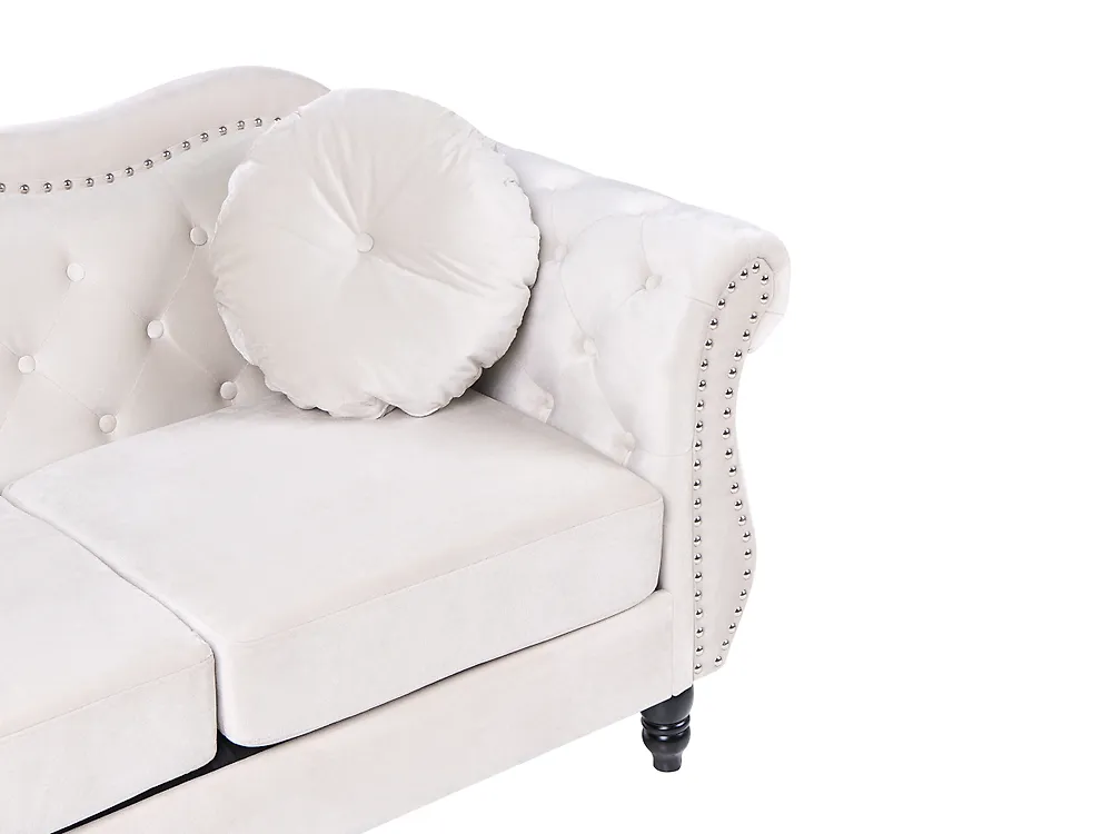 Sofa 3 Seater SKIEN Velvet Light Beige_1170457