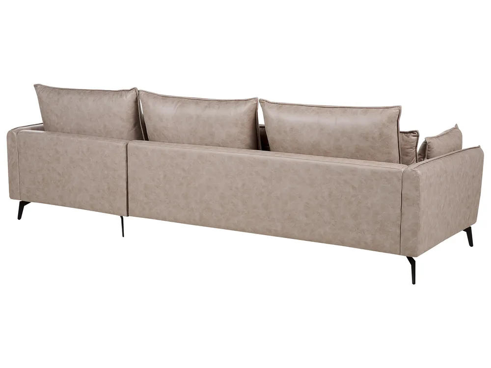 Ecksofa 3-Sitzer GALLO Kunstwildleder Hellbraun linksseitig_879277