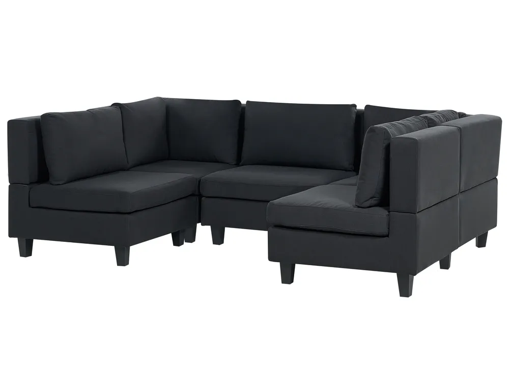 U-förmiges Modulsofa 5-Sitzer UNSTAD Stoff Schwarz_893506