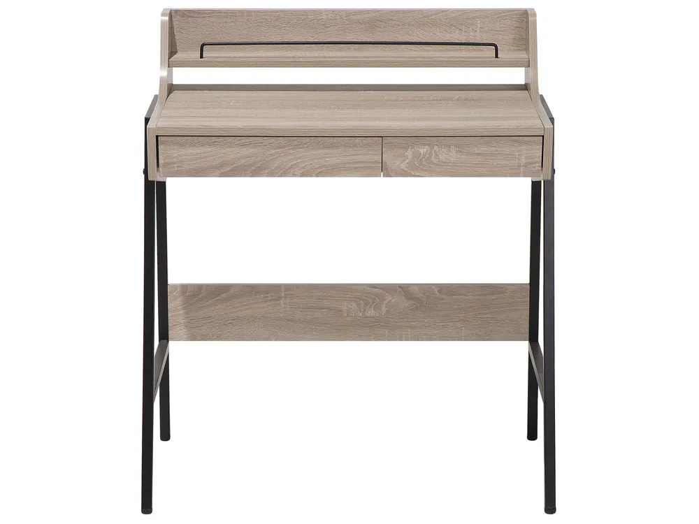 Home Office Desk with Hutch BROXTON 77 cm 46 cm with Drawers Light Brown_710661