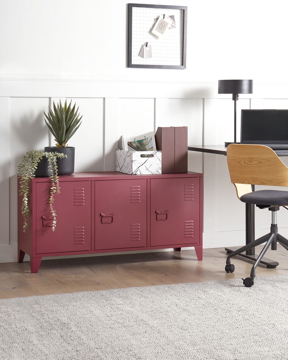 Meuble de rangement CARDIFF Métal Rouge foncé