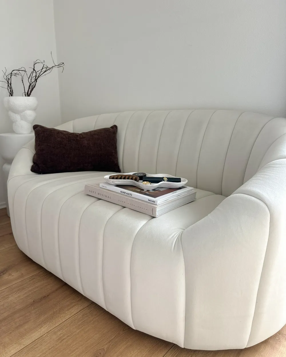Sofa 2-Sitzer MALUNG Samtstoff Cremeweiß_982519
