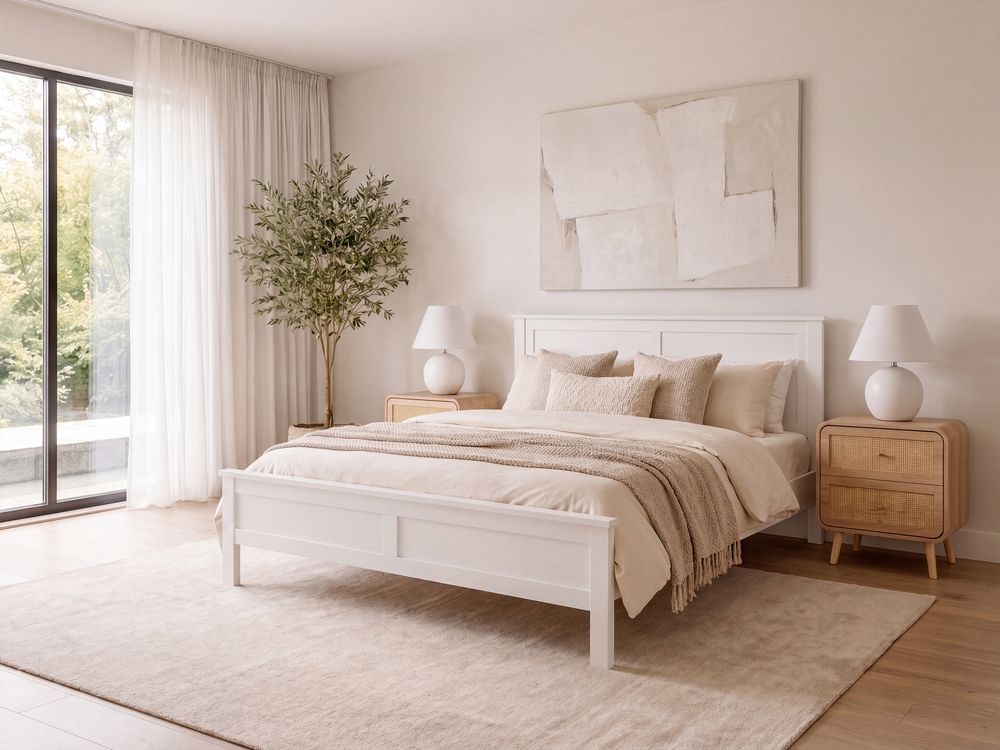 Bed Pine Wood OLIVET 160 x 200 cm (EU King Size) White
