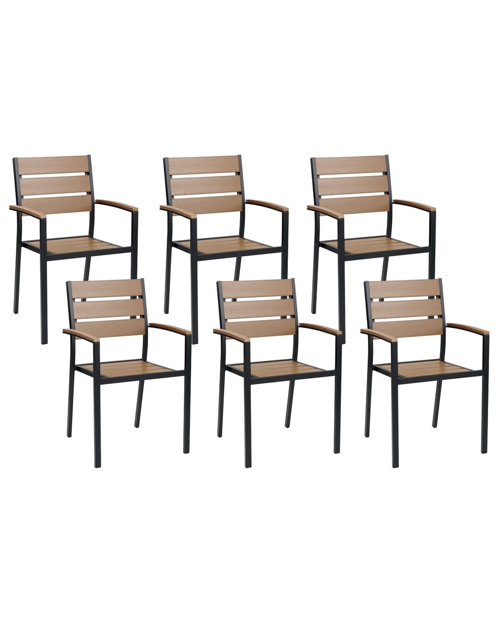 Set od 6 vrtnih stolica VERNIO smeđa/crna