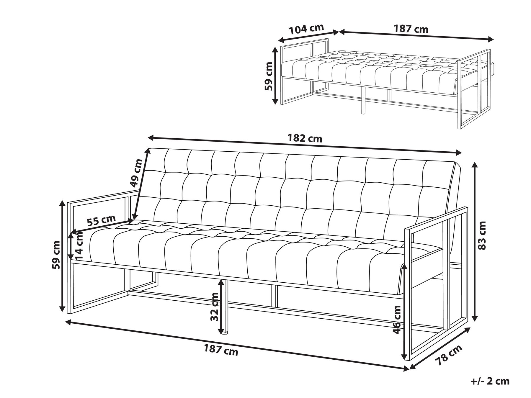 Schlafsofa 3-Sitzer MARSTAL Samtstoff Rosa_793578