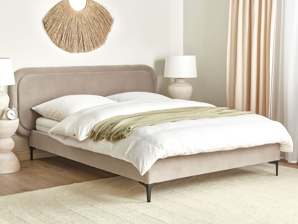 Bed Fluweel SUZETTE 140 x 200 cm Beige