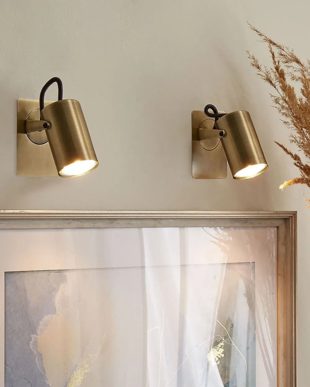 Set of 2 Spotlight Lamps KLIP Adjustable Metal Brass_1183396