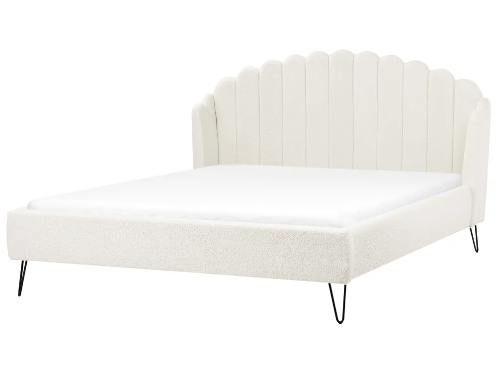 Bett mit Lattenrost Bouclé AMBILLOU 180 x 200 cm Cremeweiß_967590