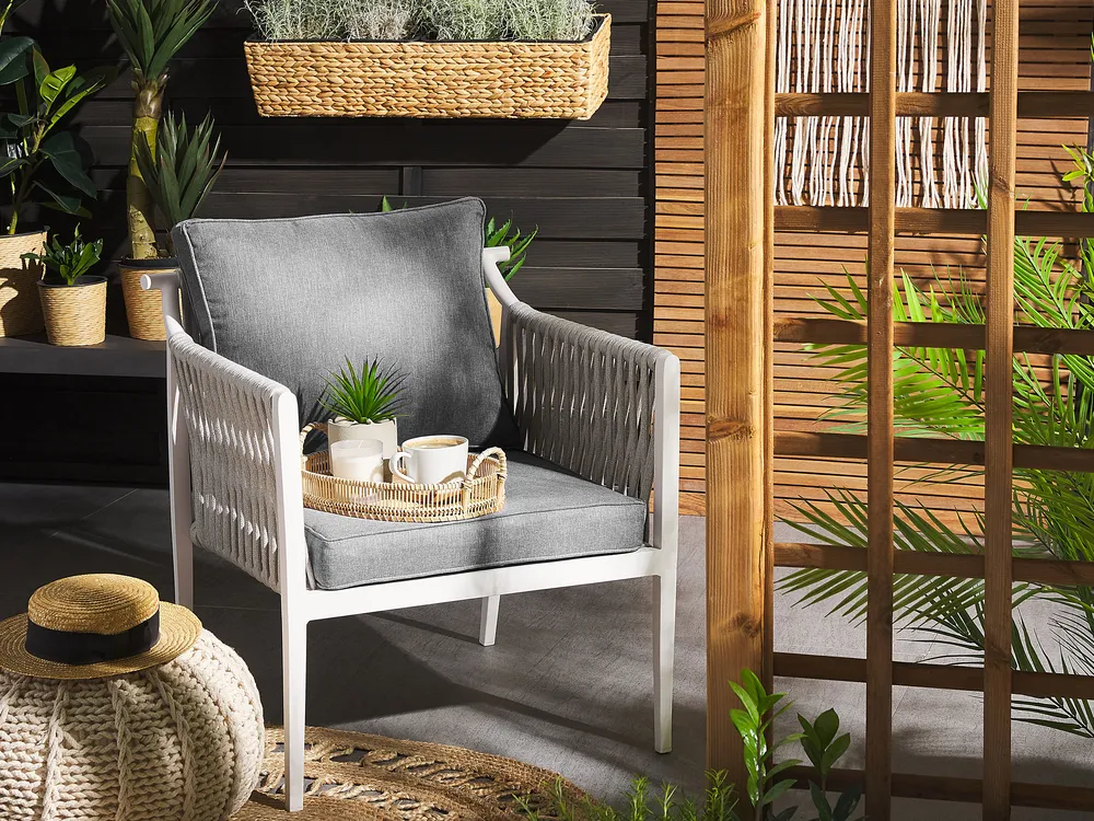 Garden Lounge Set with Table 4 Seater LATINA Metal Grey_775776