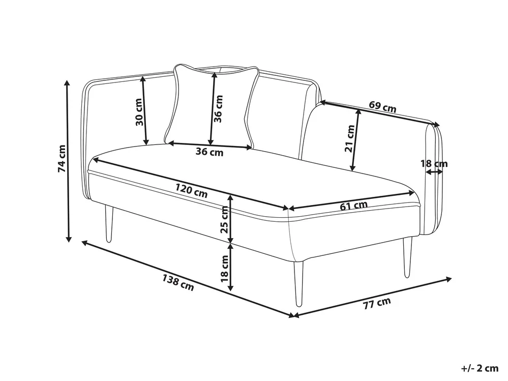 Linksseitige Chaiselongue CHEVANNES Stoff Hellbraun_1009717