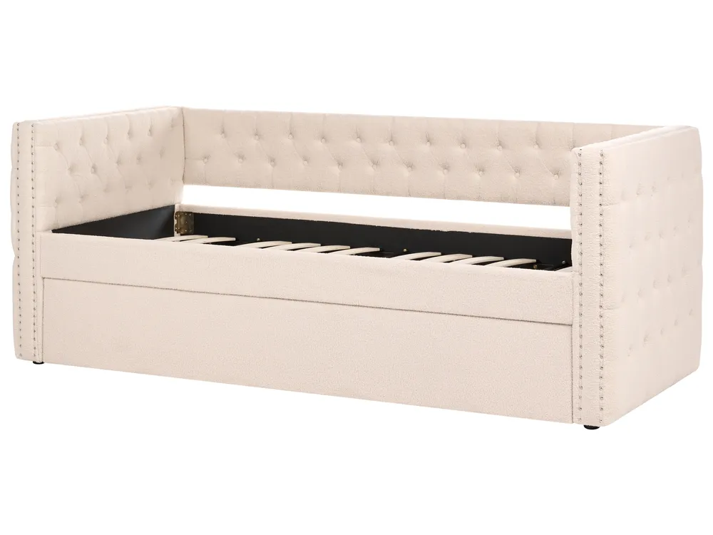 Ausziehbett Bouclé GASSIN 90 x 200 cm Hellbeige_1118928