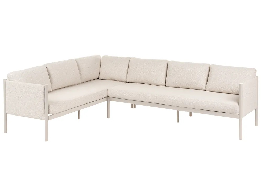 Garten Ecksofa mit Tisch 5-Sitzer TONARA Metall Hellbeige rechtsseitig_1125124