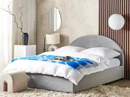 Ottoman Bed VAUCLUSE Velvet Light Grey 180 x 200 cm (EU Super King)_837433