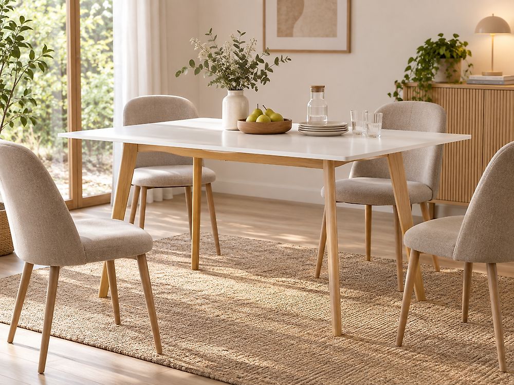 Ausziehbarer Esstisch MEDIO Weiß 120/155 cm 80 cm