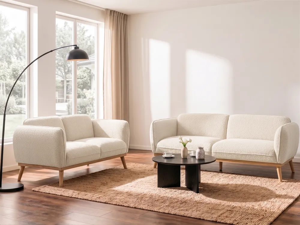 Sofa 2 Seater LJUNG Boucle Light Beige_1076608