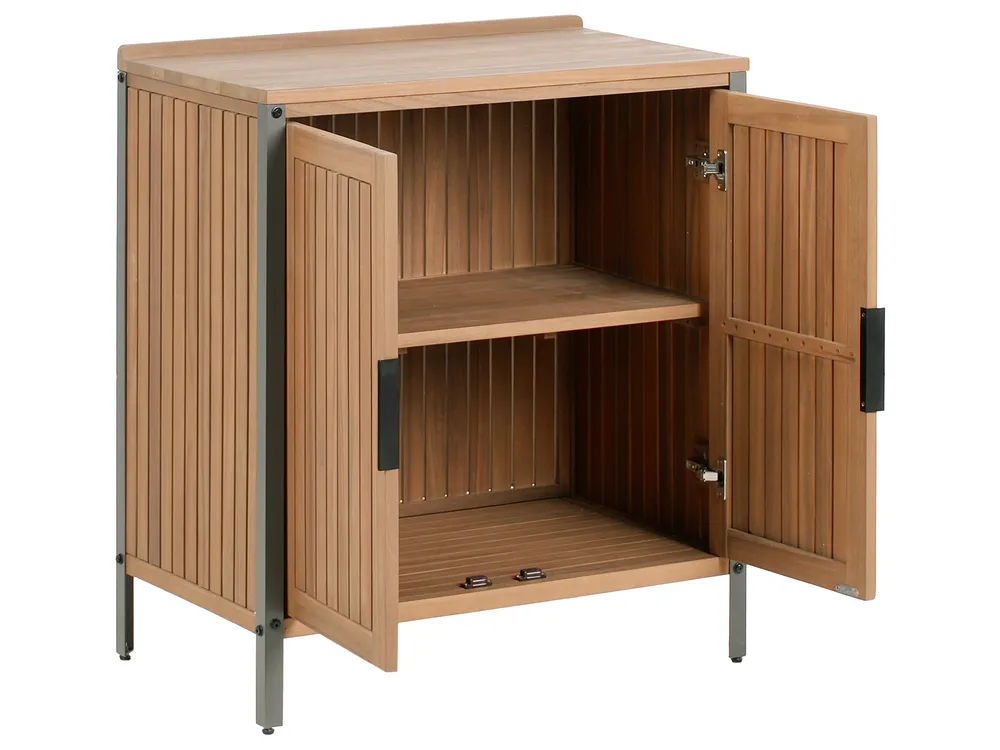 Outdoor-Küche 3er Set mit Spüle IVREA Braun / Schwarz zertifiziertes Akazienholz_988418